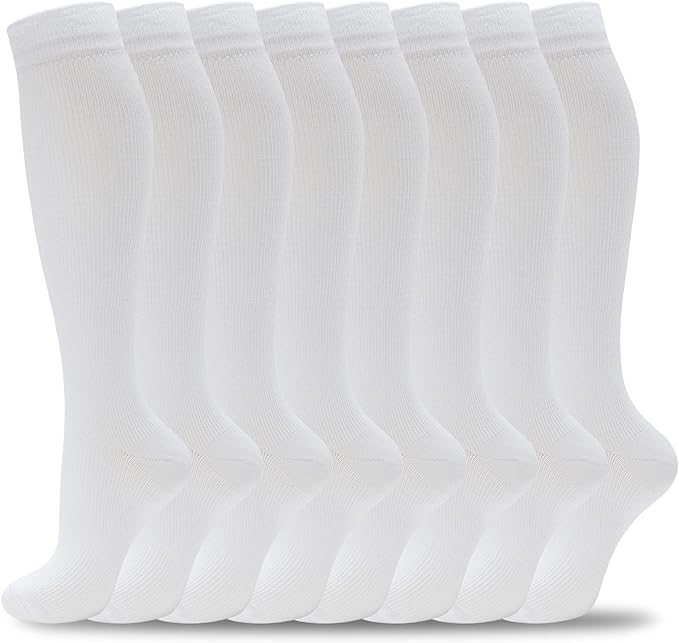 Compression Socks for Women Men Circulation Knee High 8 Pairs for Nurses by HELLOMOMOYA