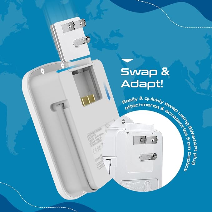 Ceptics World Travel Adapter Kit 2 USB-A, USB-C US Outlets, 20W/QC 18W Power - Image 9