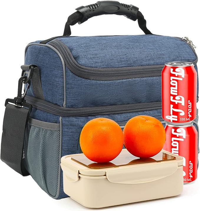 FlowFly Double Layer Cooler Insulated Lunch Bag Adult Lunch Box Large Tote Bag - Image 7