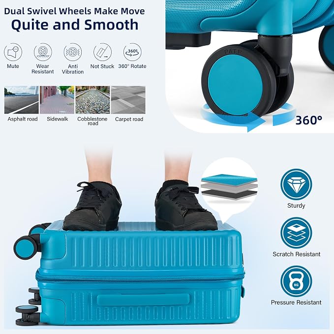 Hard Shell Suitcases Expandable Travel Luggage Sets 2 Piece, Carry on and Check - Image 6