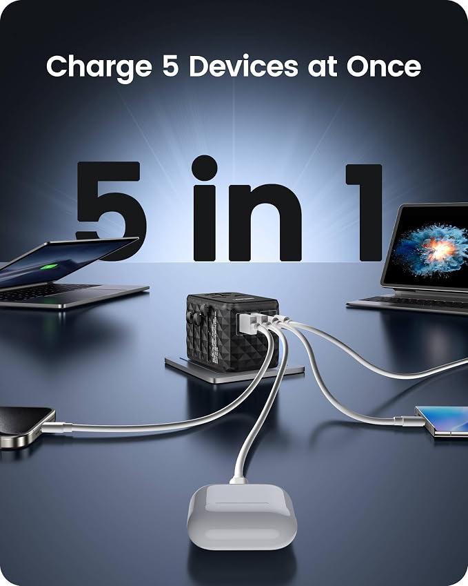 LENCENT 65W Universal Travel Adapter, GaN International Fast Charger 2 USB-A & - Image 7