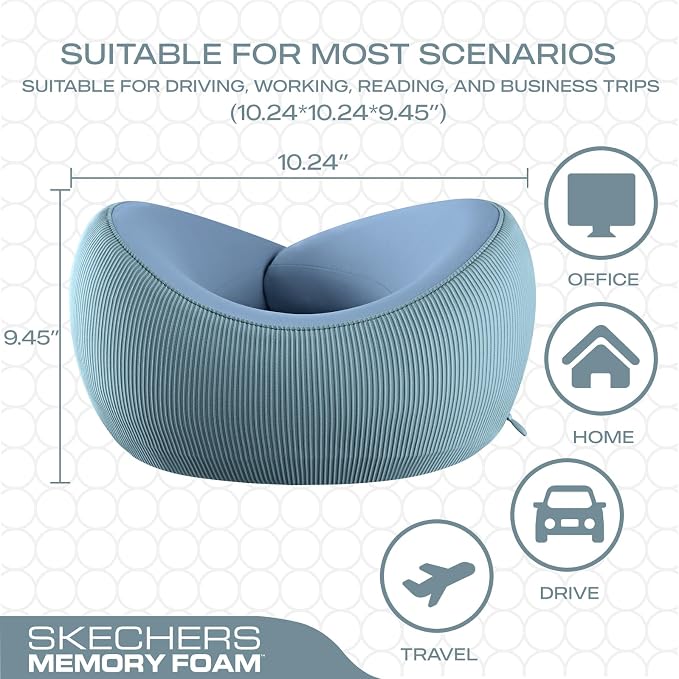 Skechers Women's Memory Foam Neck Pillow, Comfortable & Breathable Travel Pillow - Image 5