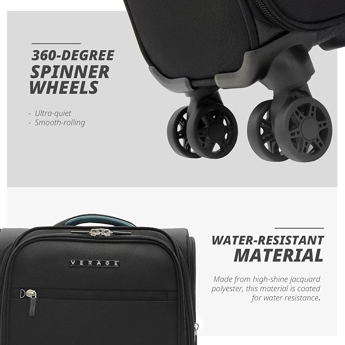 Verage Under Seat Luggage with Wheels, Softside Small Suitcase Spinner Carry On - Image 7