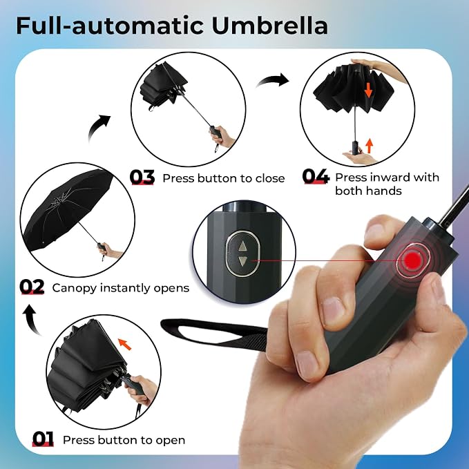 LLanxiry Compact Travel Umbrella, Mini Windproof Umbrellas - Image 5