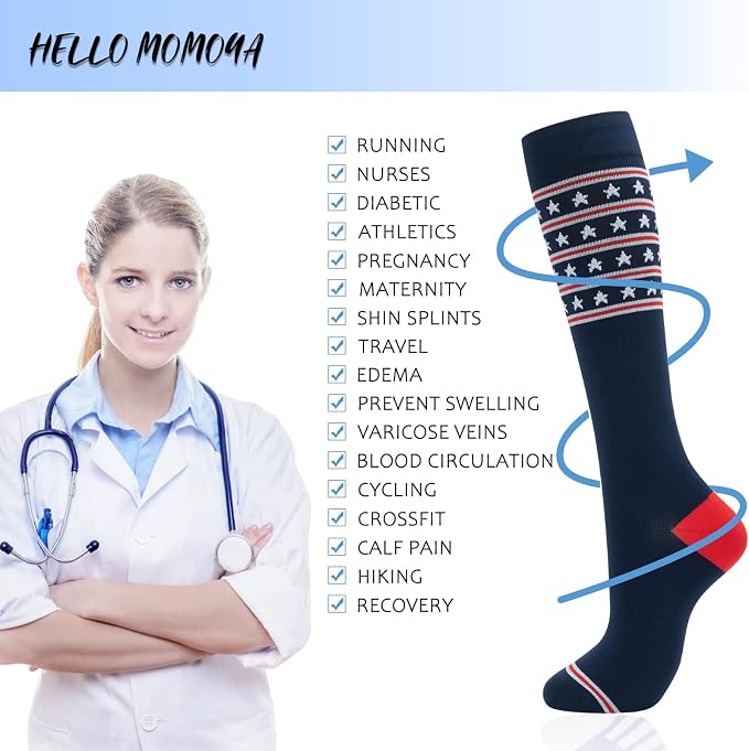 Compression Socks for Women Men Circulation Knee High 8 Pairs for Nurses - Image 5