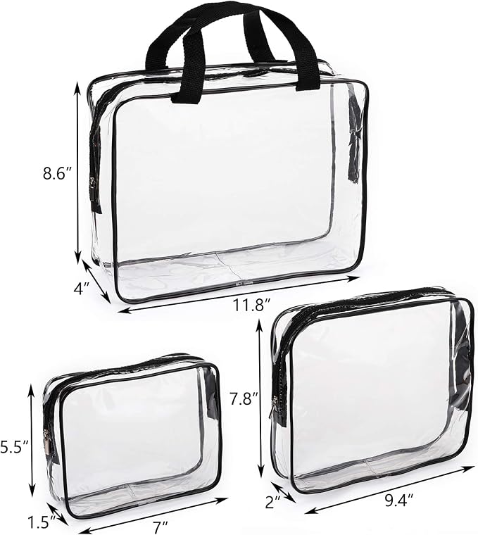 Hedume Set of 9 Clear Makeup Bags, TSA Approved Clear Toiletry Bag Set - Image 3