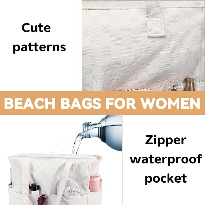 LEDAOU Beach Bag Waterproof Sandproof Women Tote Bag Pool Bag - Image 6