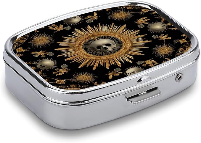 Metal 2 Compartment Pill Organizer Travel Friendly Portable Compact Pill Box - Image 2