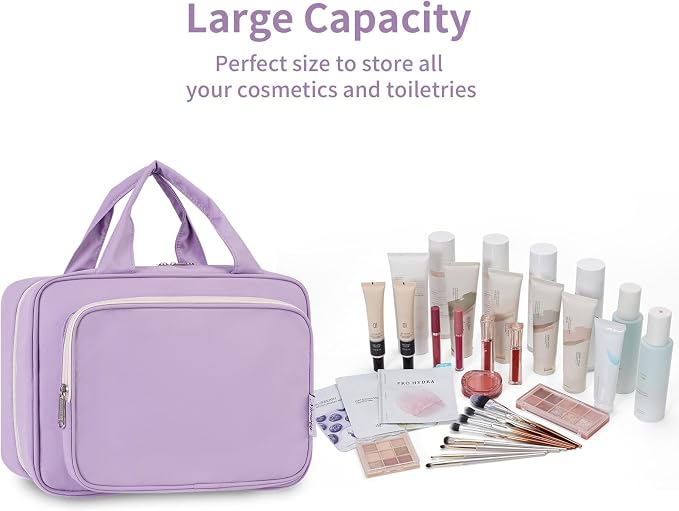 Travel Toiletry Bag for Women Large Hanging Makeup Bag Organizer Toiletries Bag - Image 6
