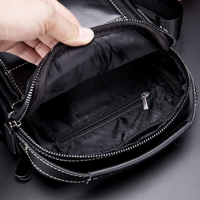 KPYWZER Genuine Leather Shoulder Bag Small Men Messenger Pack Handbag Sling - Image 5