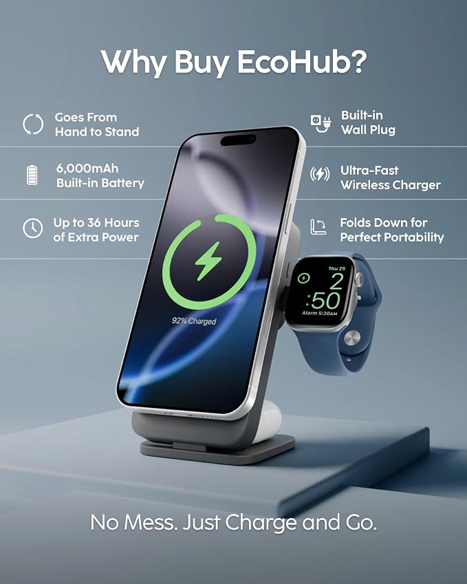 myCharge EcoHub 3 in 1 Apple Charging Station & Magsafe Battery Pack | Wireless - Image 7