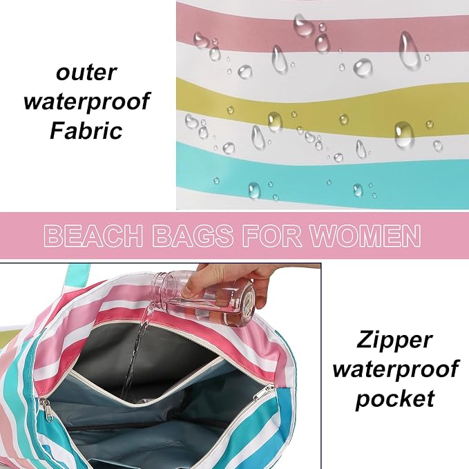 LEDAOU Beach Bag Waterproof Sandproof Women Tote Bag Pool Bag - Image 5