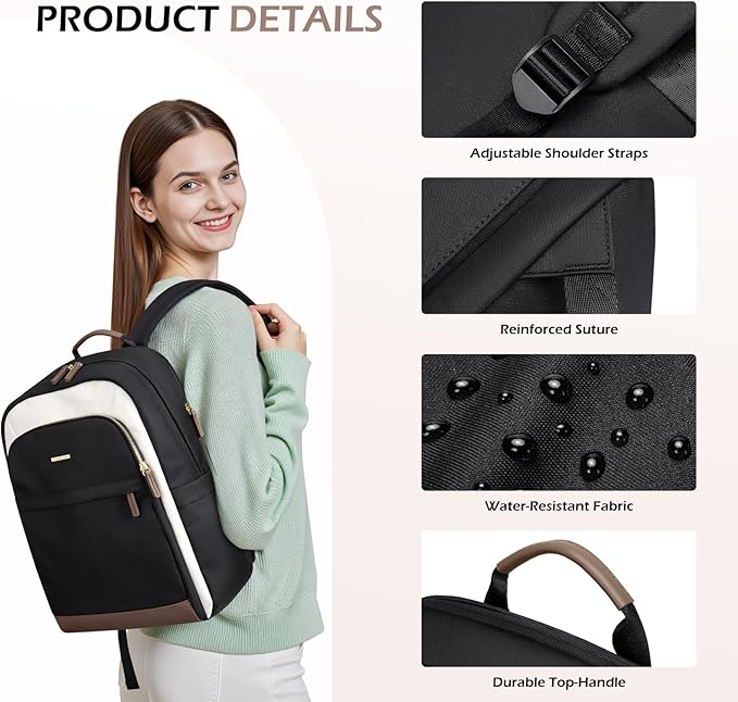 Laptop Backpack for Women Travel Carry On Bag Weekender Business Multilayer - Image 5