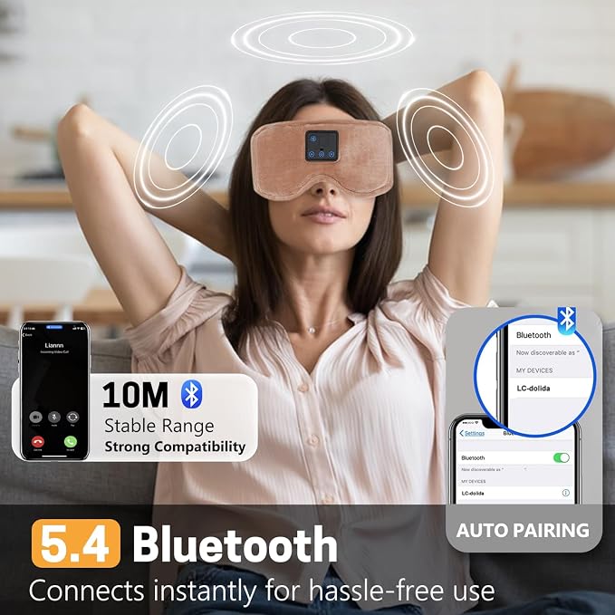 Sleep Mask with Bluetooth Headphones 3D Contour Sleeping Headphones 5.4 - Image 5