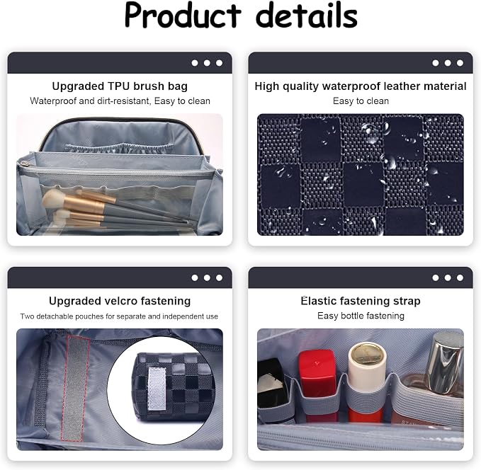 Travel Makeup Bag Organizer Cosmetic Bag: 3 Pcs Set Make up Bags - Image 3