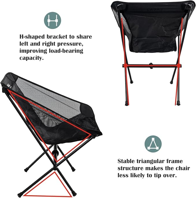 Ultra-Light Folding Camping Chair, All-Aluminum Frame, Surper Breathable Fabric - Image 6