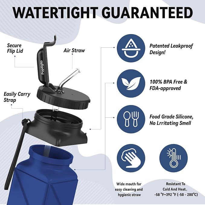 Collapsible Water Bottles 20.6oz Foldable Water Bottle BPA Free Reusable - Image 7