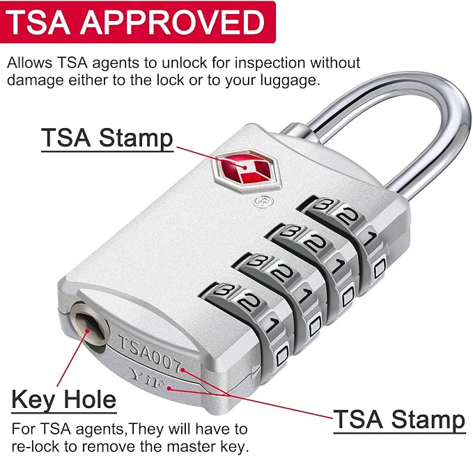 ZHEGE TSA Lock, Train Luggage Lock, 4 Digit Combination Lock - Image 3