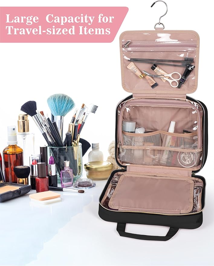 Black Toiletry Bag, Makeup Organizer, Travel Bag - Image 4