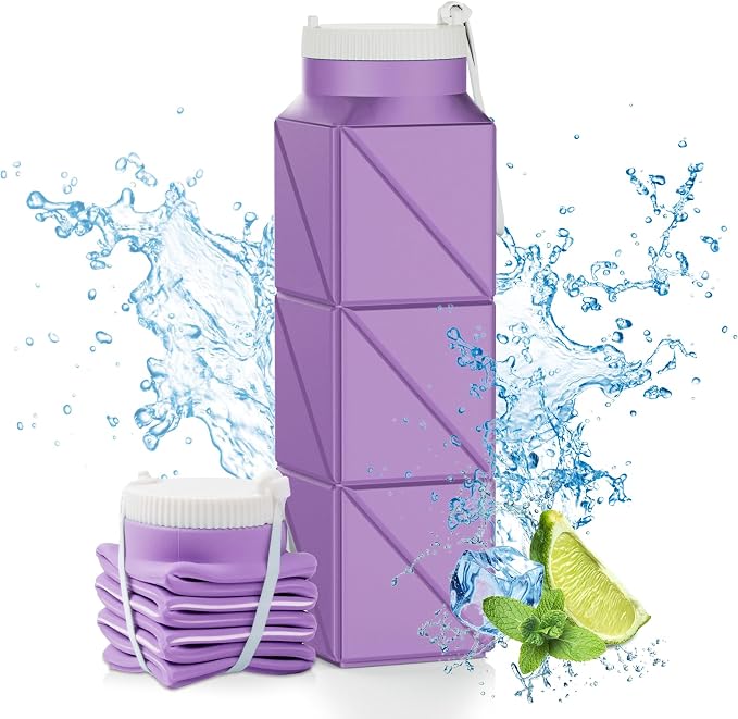 610ml Collapsible Water Bottles Upgrade Foldable Water Bottle BPA Free Reusable by POPDIGITO