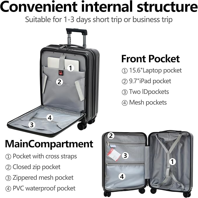 TydeCkare 20 Inch Carry On Luggage - Image 3