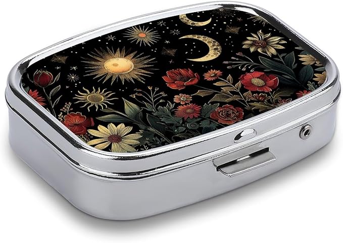 Metal 2 Compartment Pill Organizer Travel Friendly Portable Compact Pill Box - Image 2