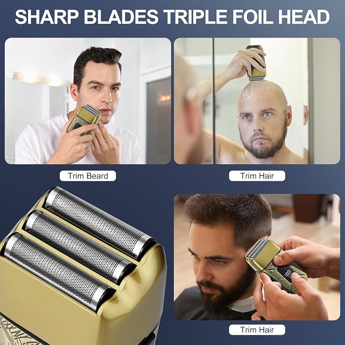 Electric Shavers for Men, Waterproof Powerful Motor Electric Razor, Head - Image 7