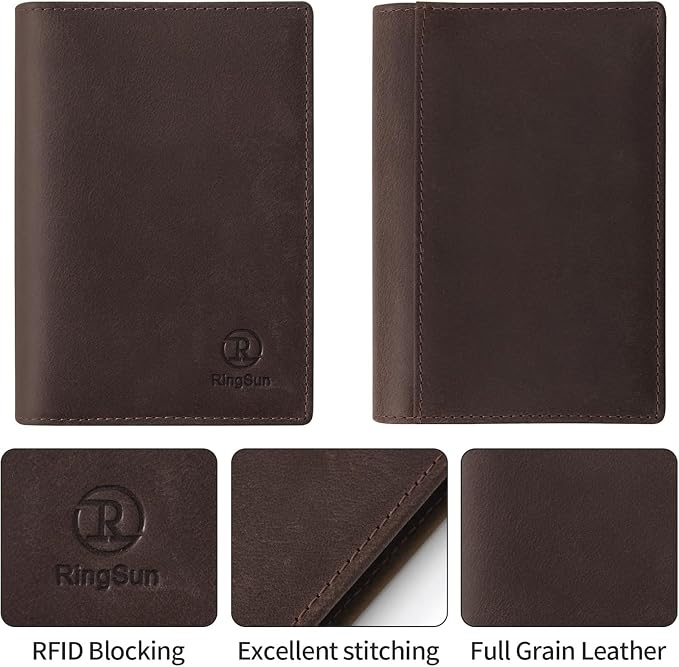 Ringsun Leather Passport Cover for Men Women, RFID Passport Wallet Case Travel - Image 5
