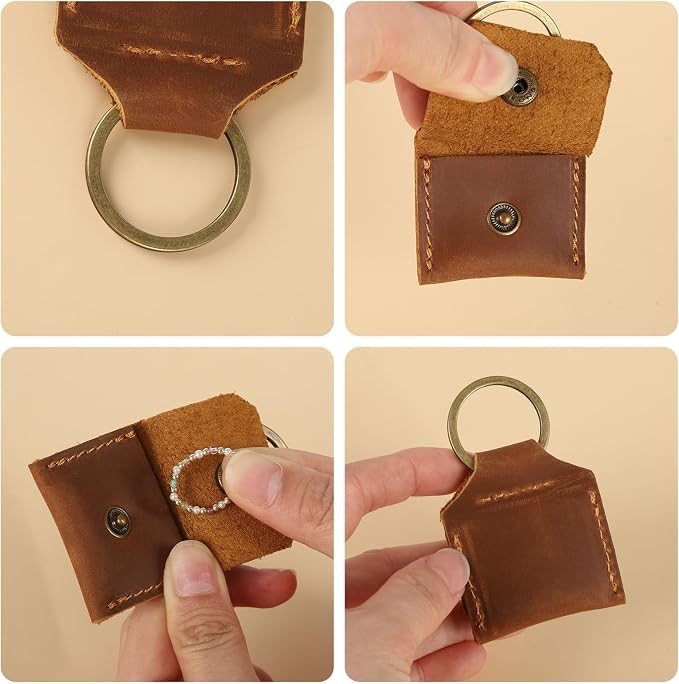 Jack&Chris Genuine Leather SD Card Holder Keychain, Anti-Shock Anti-Dust SD - Image 3