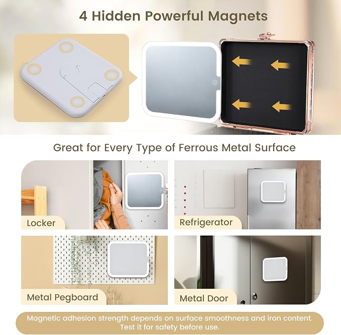 Makeup Case with Magnetic Lighted Mirror Cosmetic Train Box Detachable LED - Image 2