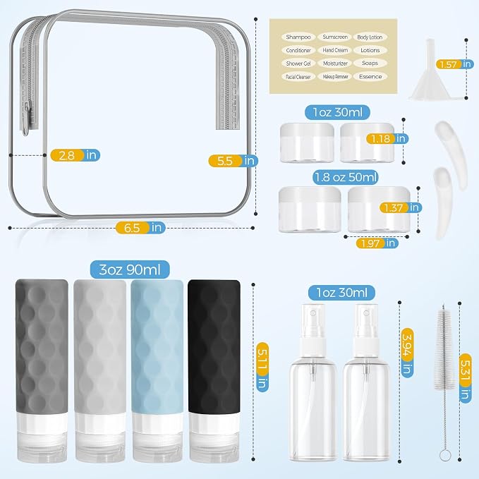 16pack Travel Bottles for Toiletries, TSA Approved Travel Size Containers Set - Image 2