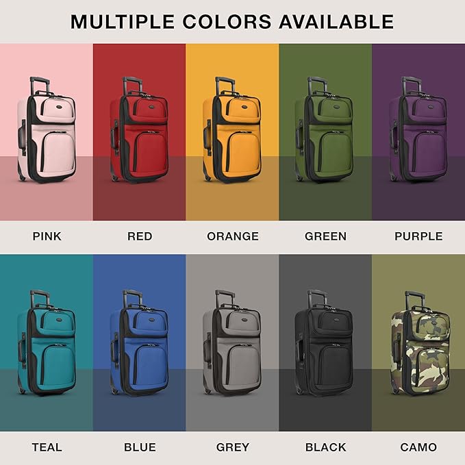 U.S. Traveler Rio Fabric Expandable Carry-on Luggage, Rolling Suitcase - Image 8