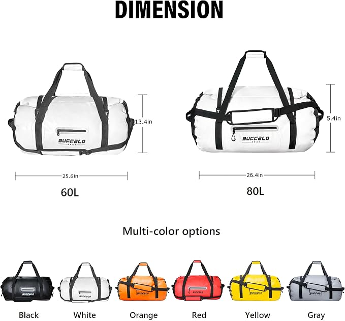 Buffalo Gear Waterproof Duffle Bag 40L 60L 80L Roll-top Dry Bag Heavy Duty - Image 7
