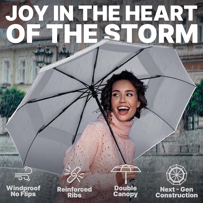 Royal Walk Windproof Folding Travel Umbrella Compact and Strong Luxurious Real - Image 4