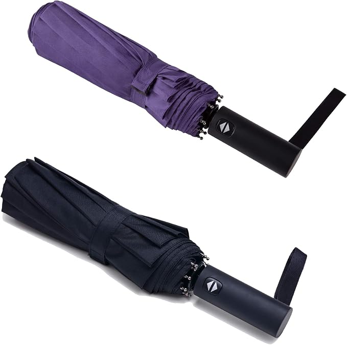 PFFY 2 Packs Travel Umbrella Windproof Auto Open & Close Collapsible Folding by PFFY