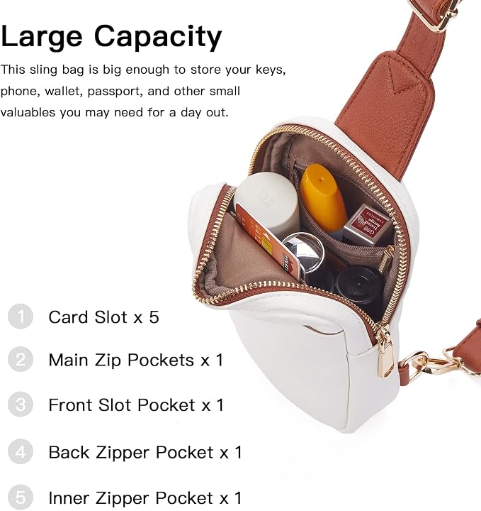 Telena Small Sling Bag for Women Leather Crossbody Fanny Packs Chest Bag for - Image 3