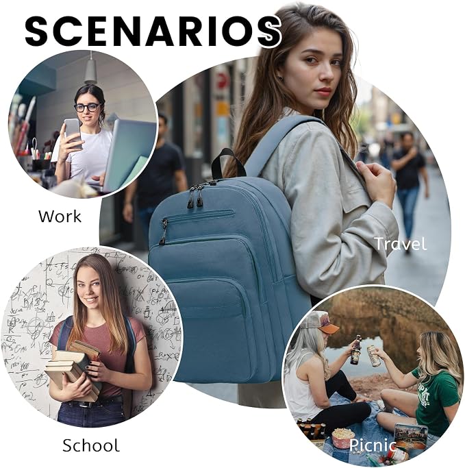 Lanola Basic Multi-Pocket Multipurpose Backpack Classical Water Resistant - Image 7