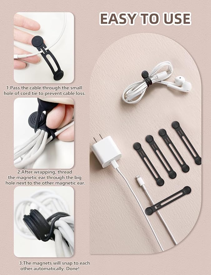 Silicone Magnetic Cable Ties, 4.72 Inch Upgraded Cord Ties - Image 5
