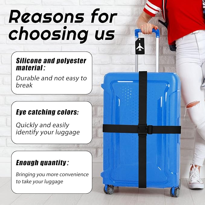 Weewooday 8 Pcs Luggage Straps Suitcase Tags Set - Image 4