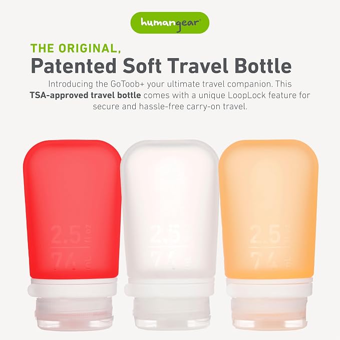 humangear GoToob+ 3-Pack | Refillable Silicone Travel Bottle | Locking Lid | - Image 2