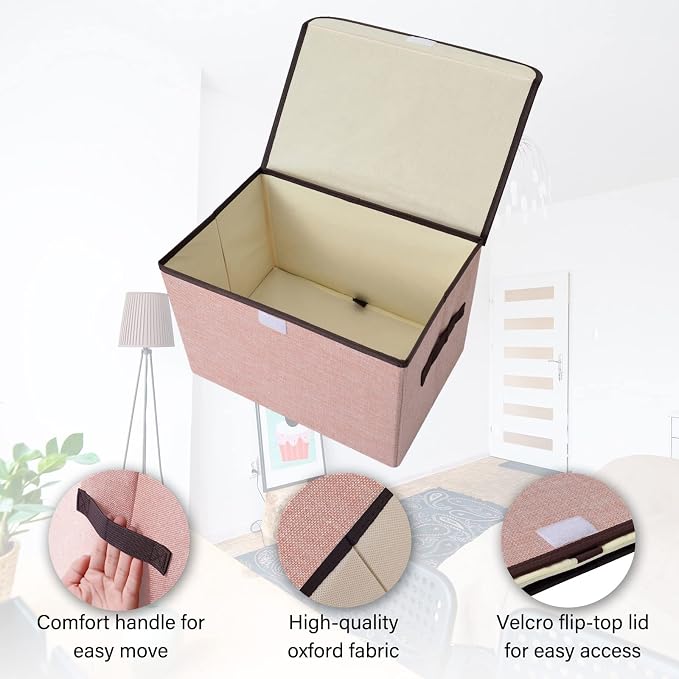 Linen Fabric Foldable Storage Cube Bin Organizer Basket - Image 2