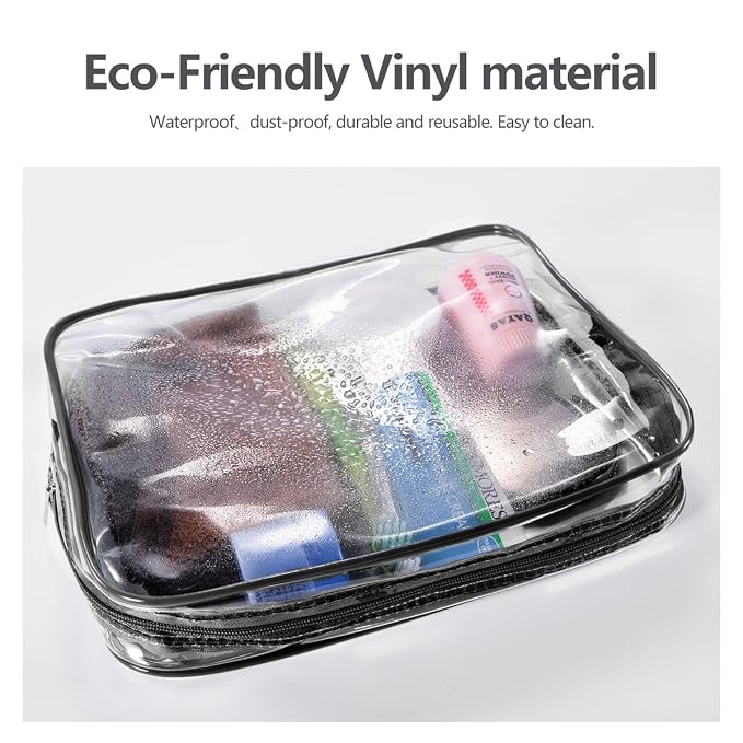 3Pcs Crystal Clear PVC Travel Toiletry Bag Kit - Image 2