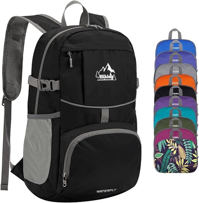 WATERFLY Hiking Foldable Daypack Backpack: 25L Ultra Lightweight Packable by Waterfly