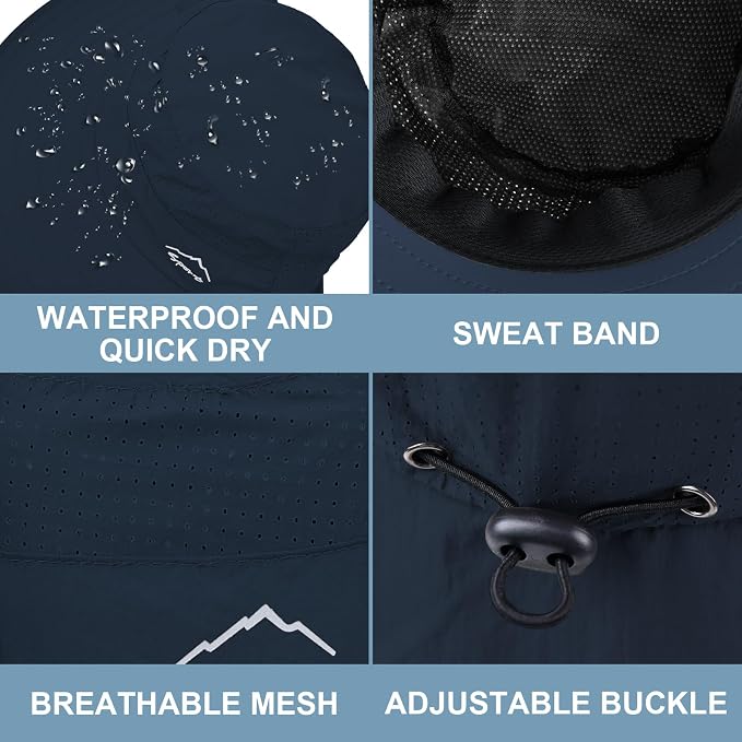 Sun Hat for Men Women with Neck Flap, UPF 50+ UV Protective Hiking Fishing Hats - Image 4