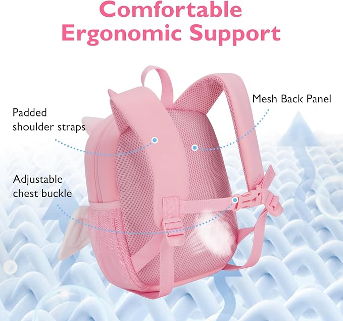 mommore Toddler Backpack for Girls 2-4 Neoprene Unicorn Backpack - Image 4