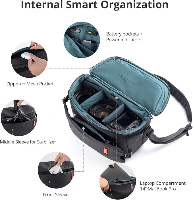 PGYTECH OneMo Sling Camera Bag 11L-13L, waterproof Crossbody Camera Shoulder Bag - Image 2