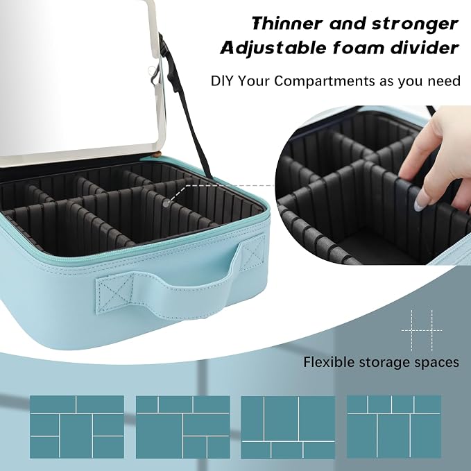 Makeup Bag with Led Mirror, Travel Makeup Organizer with 3 Color Setting - Image 3