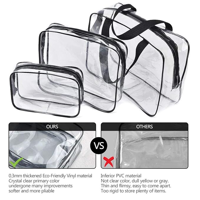 5Pcs Crystal Clear PVC Travel Toiletry Bag Kit - Image 5