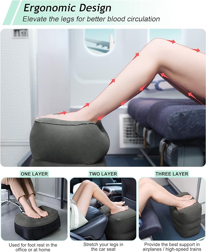 JefDiee Inflatable Travel Foot Rest Pillow, Kids Airplane Bed, Adjustable 3 - Image 4