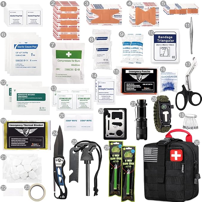 EVERLIT 250 Pieces Survival First Aid Kit IFAK EMT Molle Pouch Survival Kit - Image 3